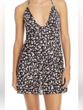 Intimately Free People FP Hang On Halter Slip Dress Abstract Print